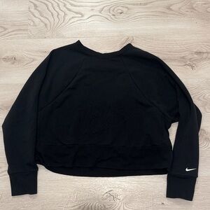 Nike Women's Black Crew Cropped Sweatshirt with Embroidered Logo